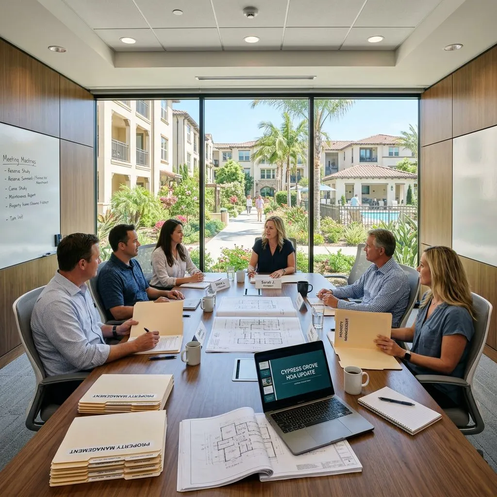 California condominium complex where HOA managers prepare vendor protocols for sensitive professional cleanup requests - California