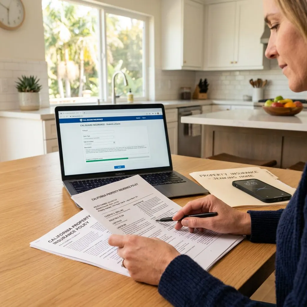 Property owner reviewing insurance documentation for crime scene and unattended death cleanup coverage in California - California