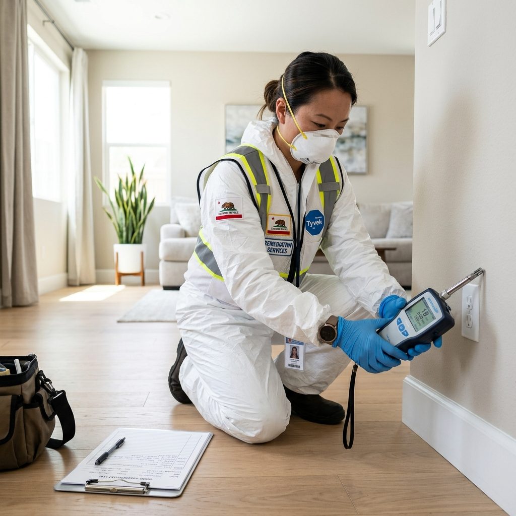 Professional assessment of building materials to determine decomposition odor source removal needs in a California property - California