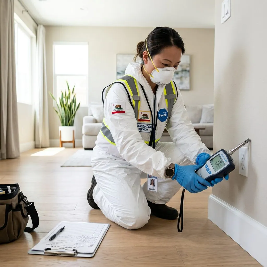 Professional assessment of building materials to determine decomposition odor source removal needs in a California property - California