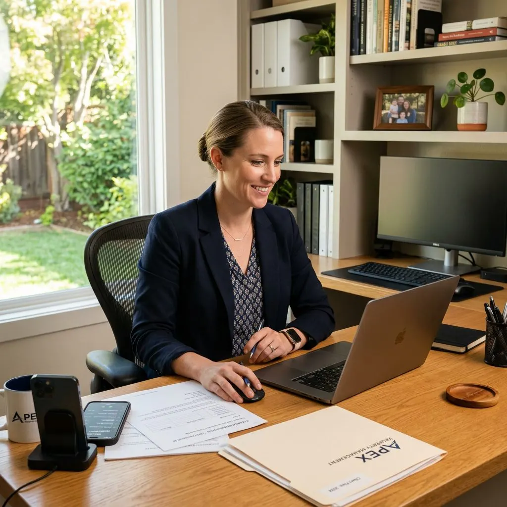 California property manager coordinating trauma cleanup remotely through documentation and digital communication - California