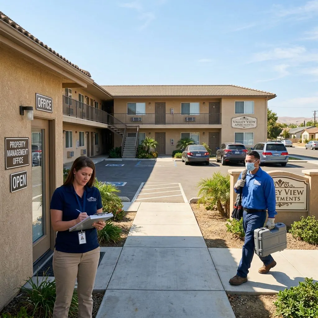 Fresno California rental property where property managers document cleanup for insurance and turnover records - Fresno, CA